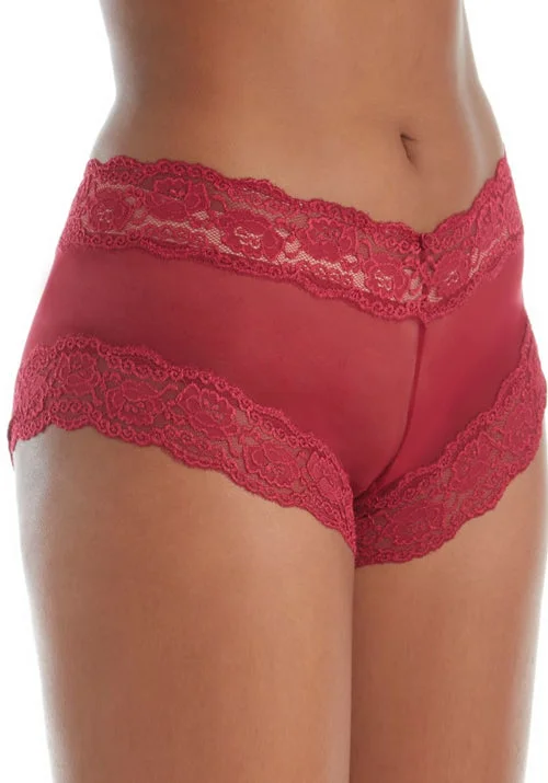 Kelly Sheer Mesh Boyleg Brief Garnet