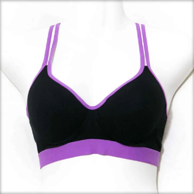 Black & Purple Sports Bra