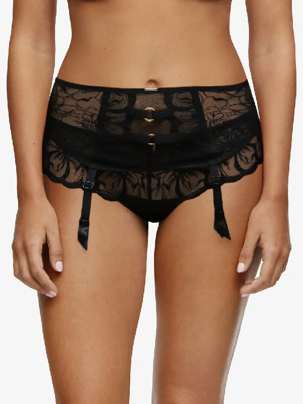 Chantelle Fleurs Black Lace Waist Cincher Garter Belt 12M7