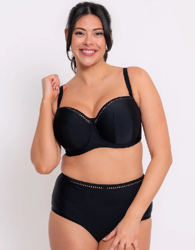 Curvy Kate First Class Bandeau Strapless Multiway Bikini Top Black