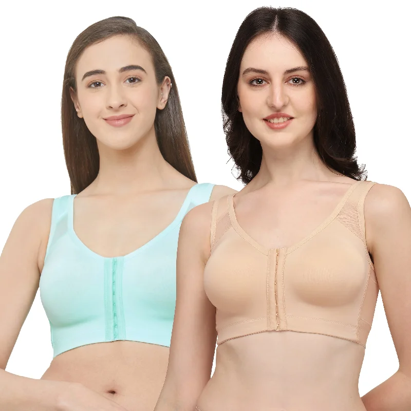 Front Closure Full Coverage Non Padded Non Wired Bra-Combo CB-334