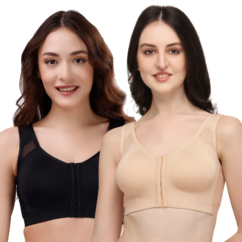 Front Closure Full Coverage Non Padded Non Wired Bra-Combo CB-334