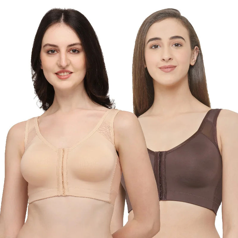 Front Closure Full Coverage Non Padded Non Wired Bra-Combo CB-334