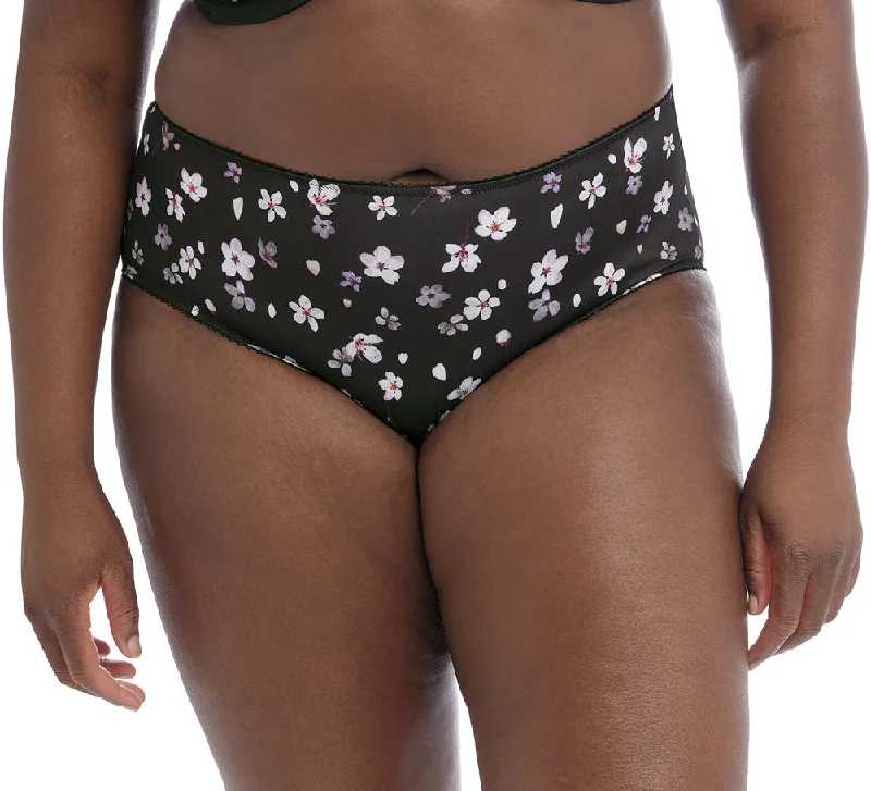 Goddess Kayla Sakura White and Black Floral Brief Panty 6168