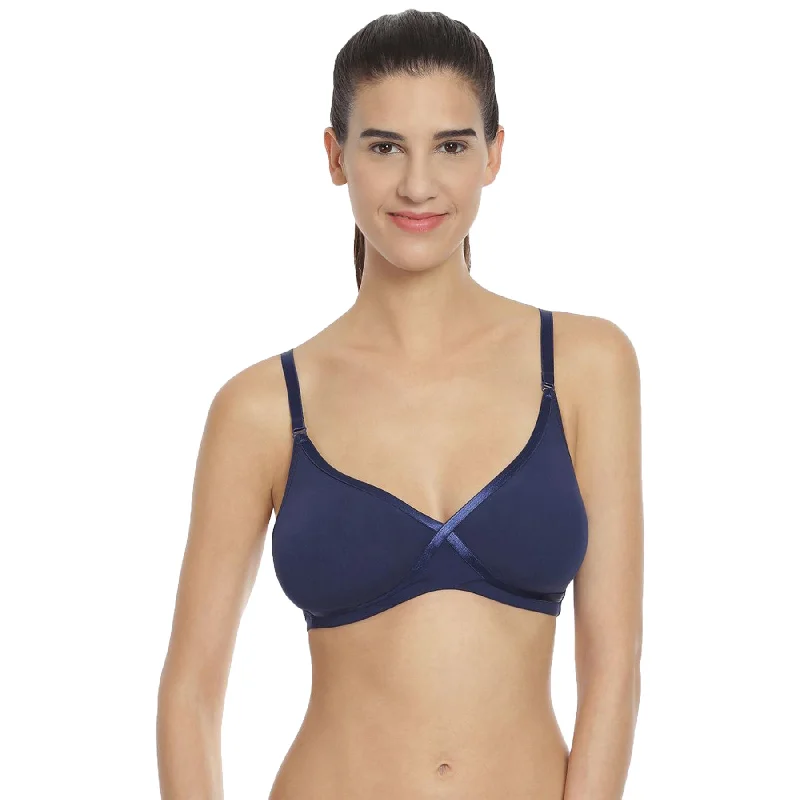 Medium Coverage Non Padded Non wired Cross Over Seamless Organic Cotton Bra-CB-402