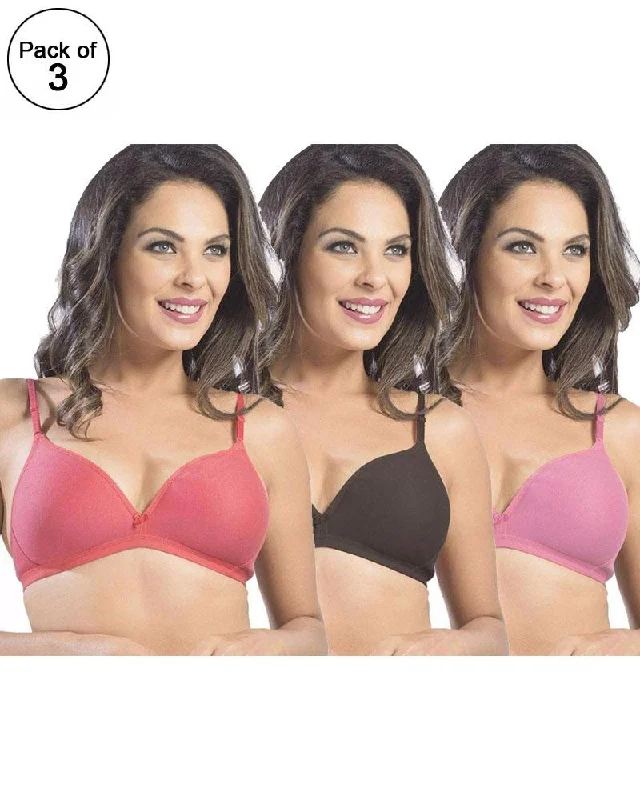 Pack of 3 - Sonari Omania Bra - Non Padded Non Wired - Imported Bra - Random Colors