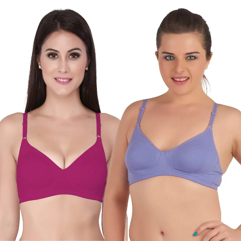 Semi Coverage Encircle Non Padded Non Wired Cotton Bra (PACK OF 2) CB-305