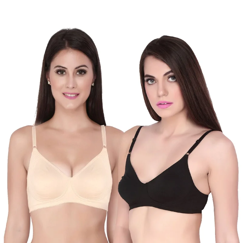 Semi Coverage Encircle Non Padded Non Wired Cotton Bra (PACK OF 2) CB-305