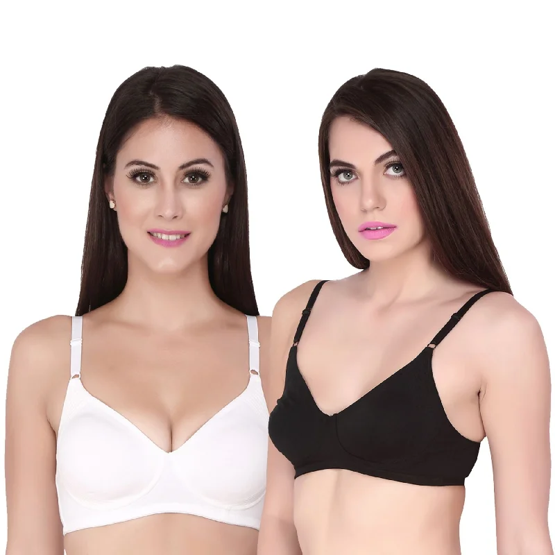 Semi Coverage Encircle Non Padded Non Wired Cotton Bra (PACK OF 2) CB-305