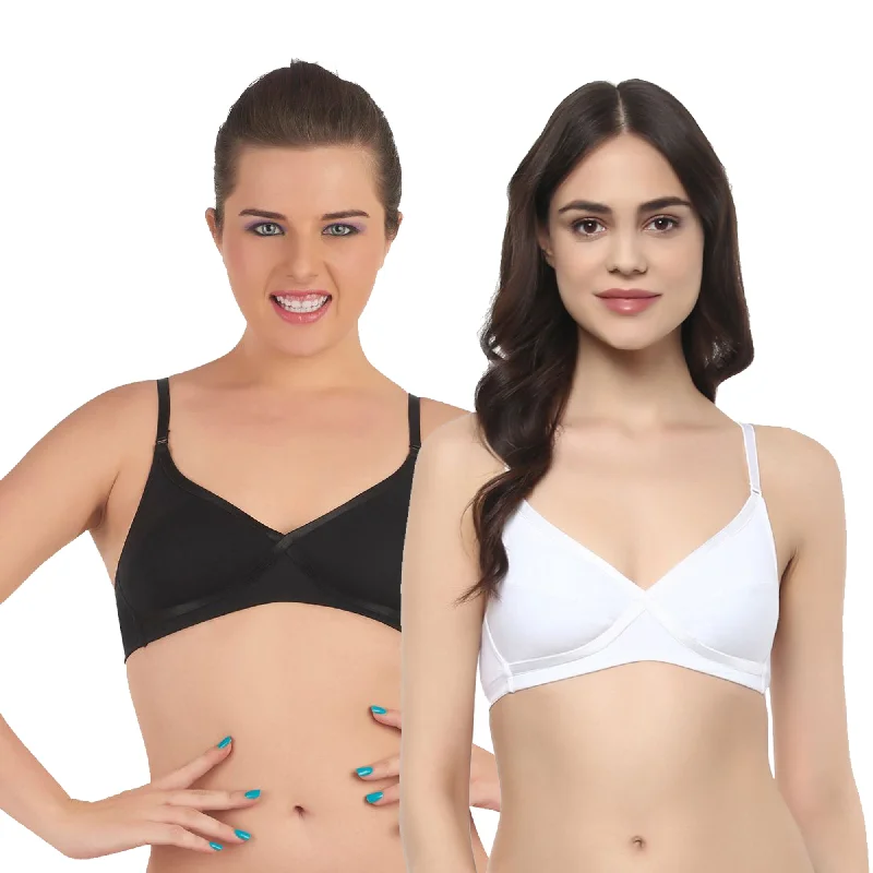 Semi Coverage Non Padded Non wired Cross Over Seamless Bra (PACK OF 2) CB-402