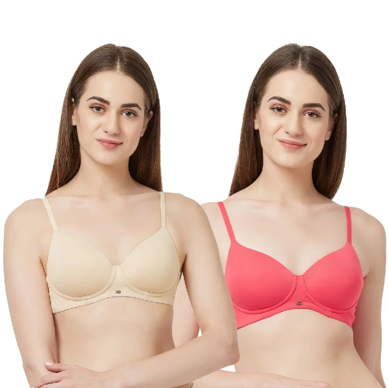 Semi/Medium Coverage Padded Non Wired T-shirt Bra(PACK OF 2)-CB-123