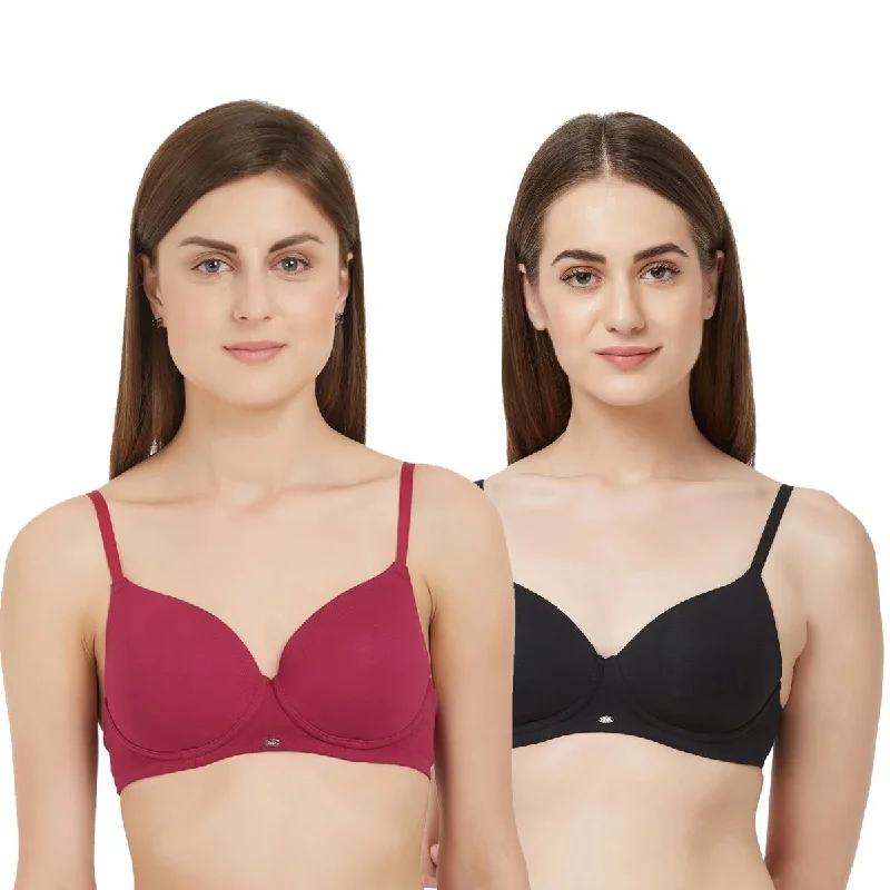 Semi/Medium Coverage Padded Non Wired T-shirt Bra(PACK OF 2)-CB-123