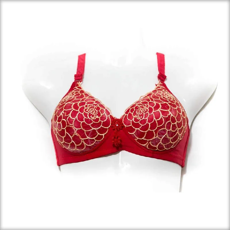 Single Padded Fancy Red Bra