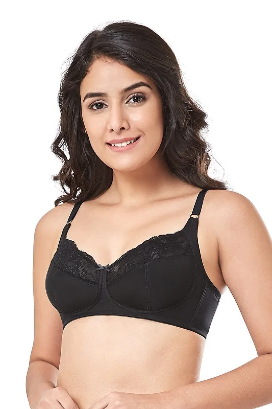 every de Lace Contour Non-Padded Non-Wired Full Cover Bra - Black