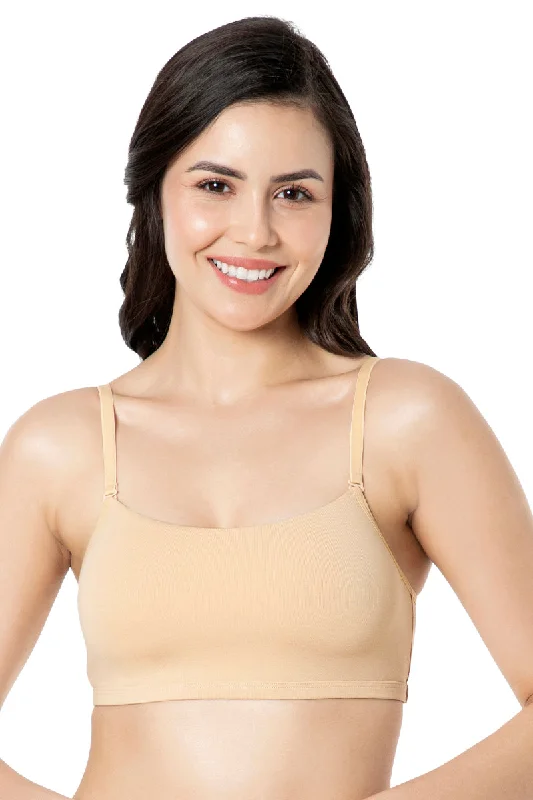 Solid Non Padded Non-Wired Cami Bra - Hazelnut