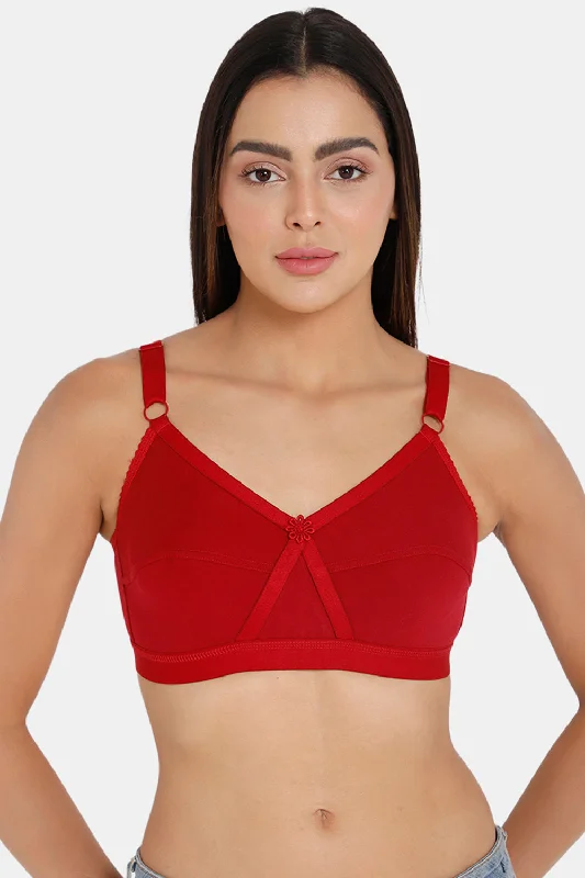 Full Coverage Non-Wired Non-Padded Back Closure Intimacy Bra Red Shade - KRISS KROSS