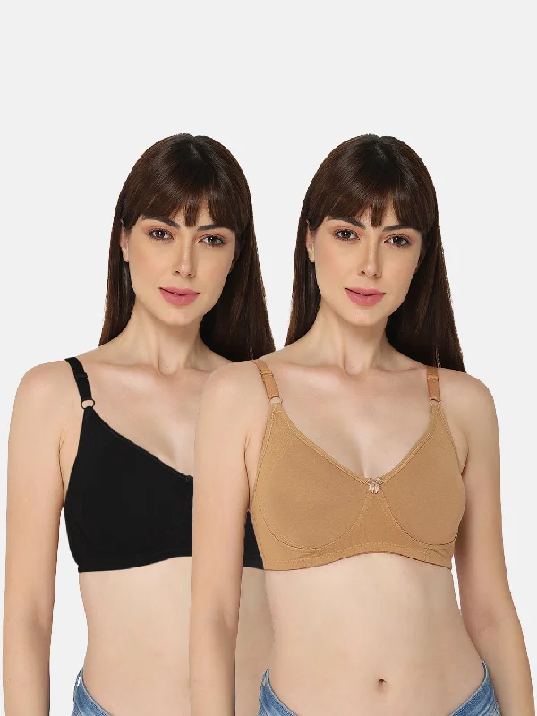 Enhanced Comfort Everyday Bra Combo Pack - Double Layered Cups with Low Back Design (ES02 - C03)