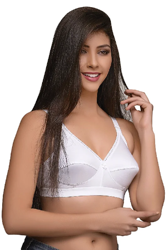 Tulshi-Cotton Plain Bra  White