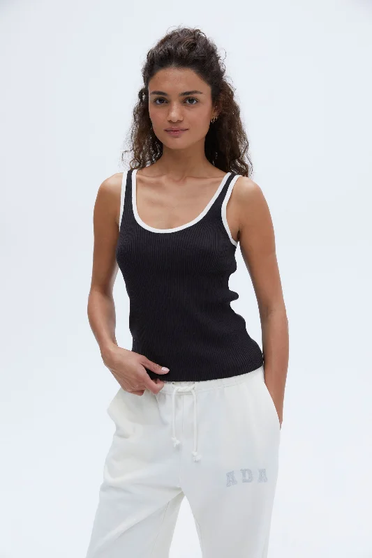 Rib Knit Vest Top - Coffee Bean/Cream