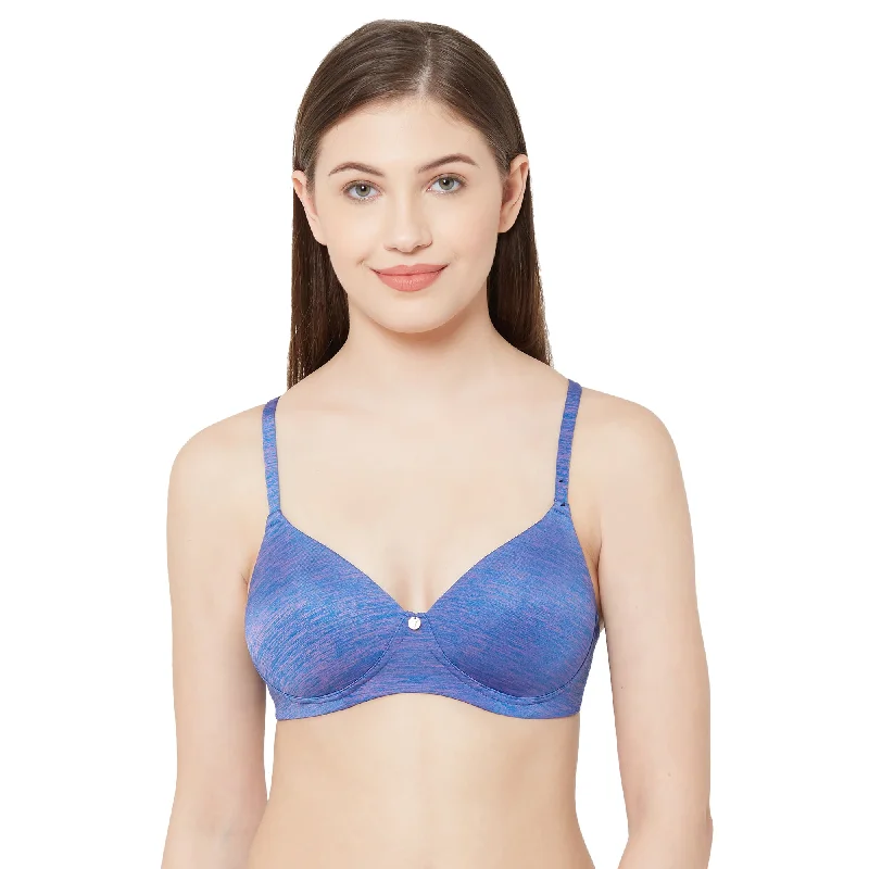 J 1304 - Padded Non Wired Nylon Spandex Bra Blue