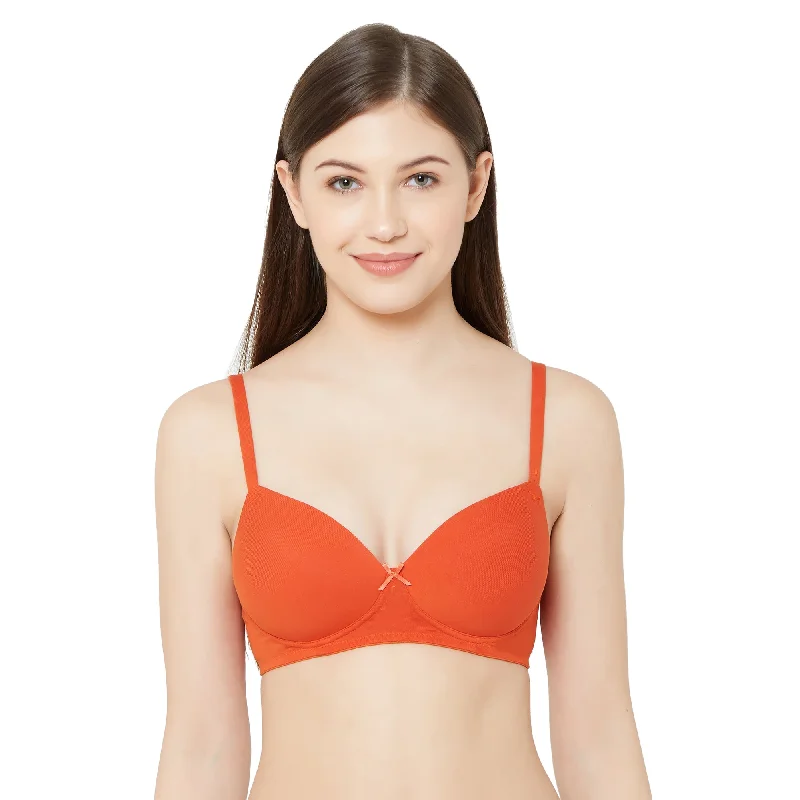 6377-Cotton Plain Support Bra Orange