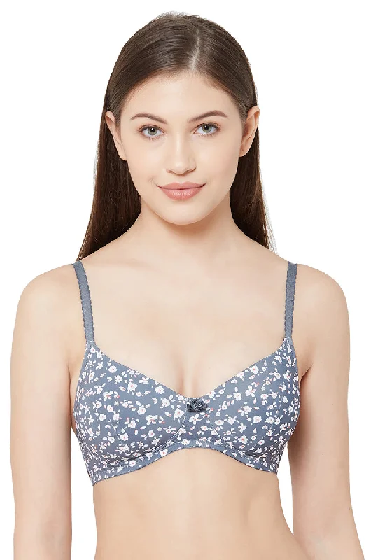 6399-Printed Polymide Padded T-shirt Bra Grey