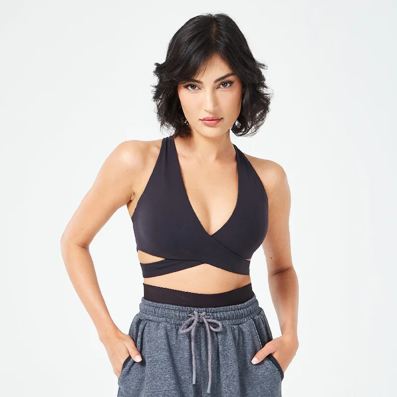 Retrograde Criss Cross Bra Top - Black