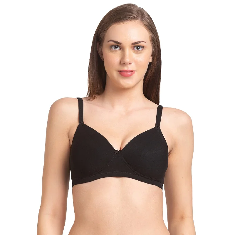 Zinnia-Soft Padded Solid T-shirt Bra  Black