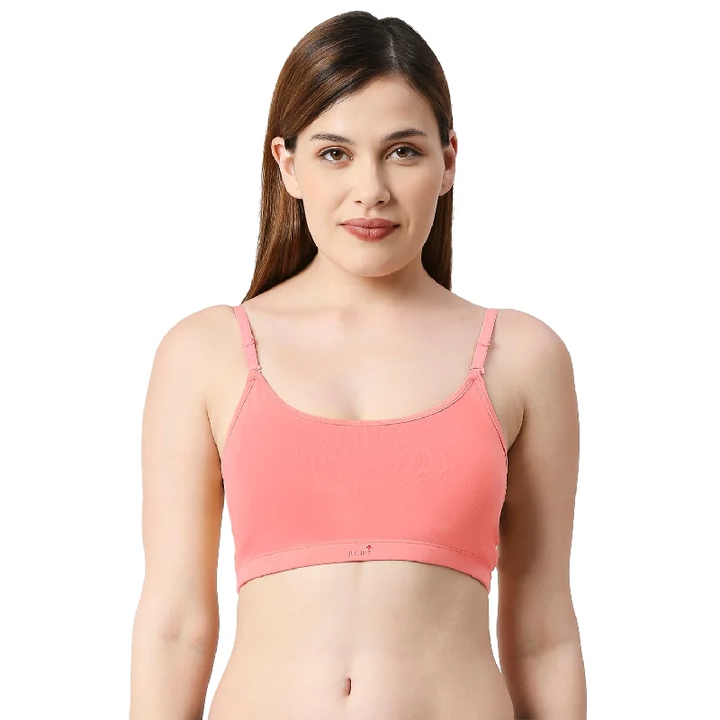 JS 90 -5 Padded Solid Low Impact Sports Bra Peach