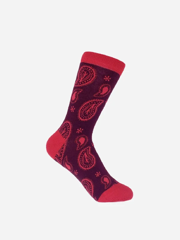 Paisley Women's Organic Cotton Socks | Burgundy