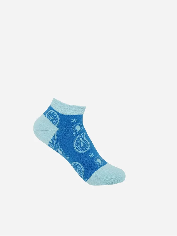 Paisley Women's Organic Cotton Trainer Socks | Blue