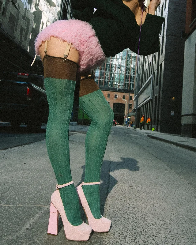 Seamed Minty Choco Stockings