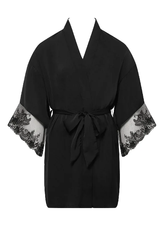 Marseille Luxury Satin Kimono (Black)