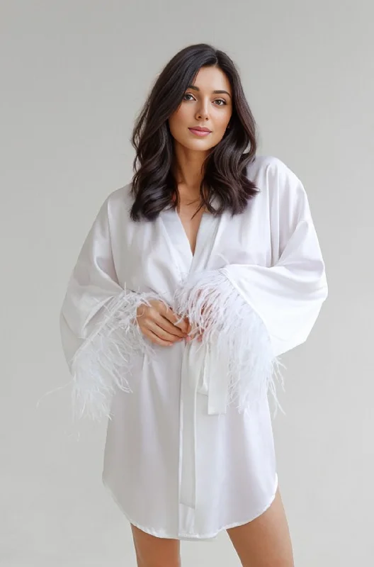 Feather Robe in White